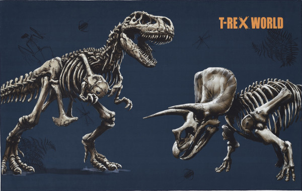 Teppich T-REX WORLD in blau aus Polyester