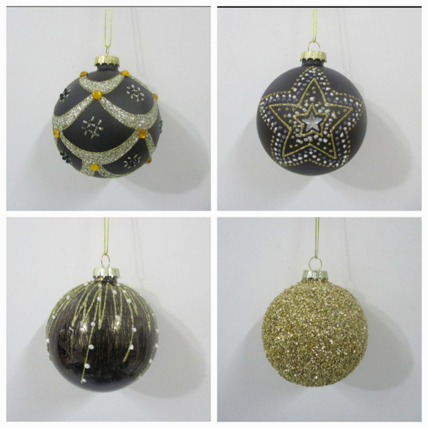 Weihnachtskugel MIX DECOR in schwarz aus Glas