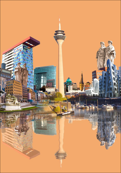 Aludibondbild DÜSSELDORF in mehrfarbig aus Metall