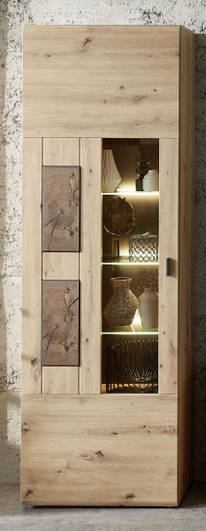 Vitrine vito LAVADO in Artisaneiche aus Dekor
