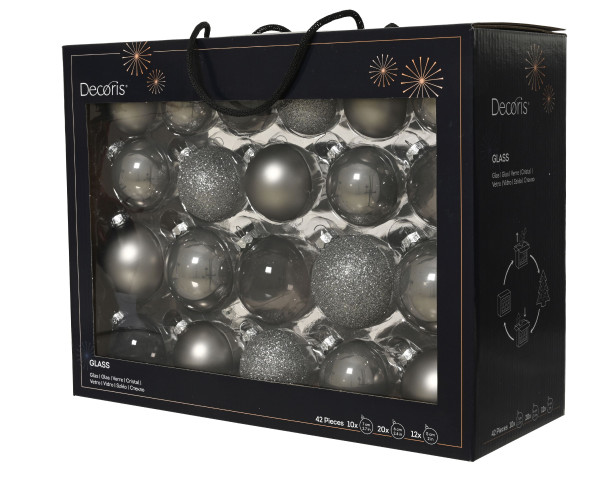 Weihnachtskugel-Box MAXI ZART GRAU in grau aus Glas