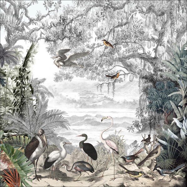 Glasbild BIRDS IN THE JUNGLE I