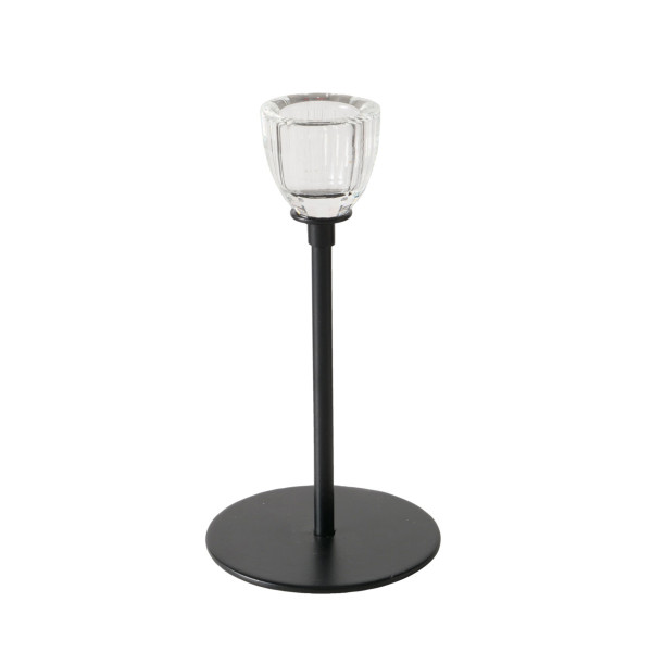 Kerzenhalter POLUS in schwarz aus Materialmix