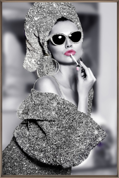 Bild LADY WITH LIPSTICK in silberfarben aus Kunststoff