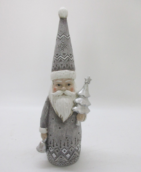Weihnachtsmann Santa in grau aus Polyresin