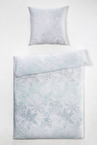 Bettwäsche LUCIA Satin in silberfarben aus Baumwolle
