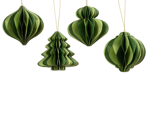 Christbaumschmuck Hänger ORNAMENT in grün aus Papier