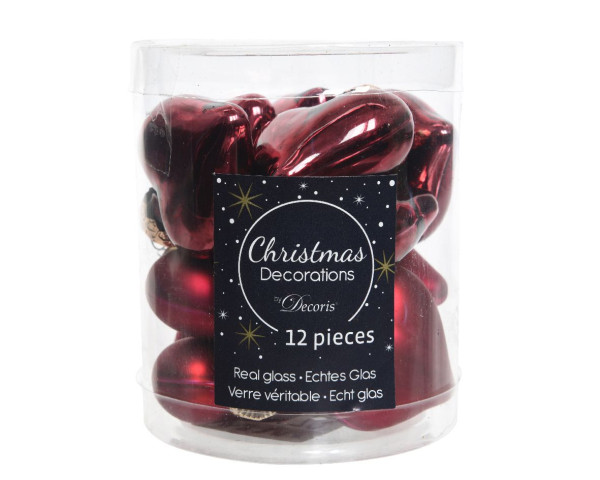 Weihnachtskugel-Box Herzen OCHSENBLUT in Ochsenblut aus Glas