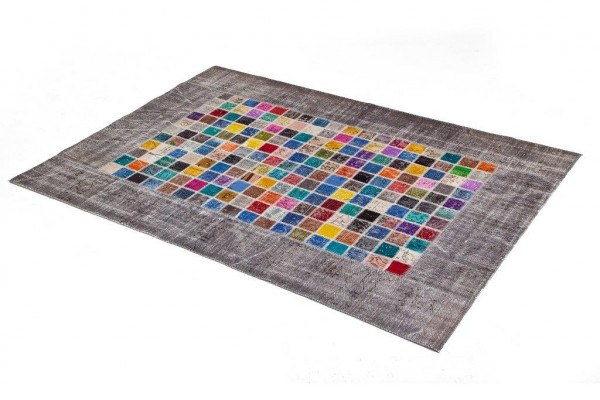 Teppich PATCHWORK in grau aus Wolle