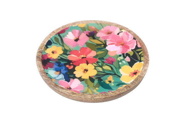 Teller FLOWER in bunt aus Mango