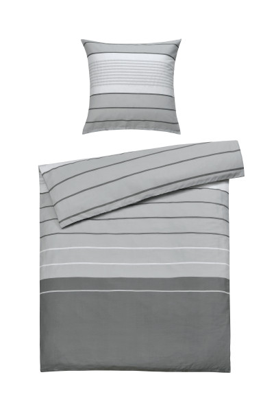 Bettwäsche PAULINA Satin in grau aus Baumwolle