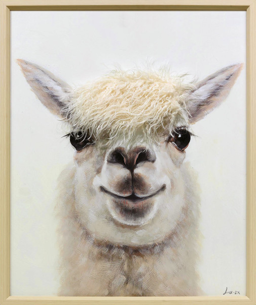 Leinwandbild LAMA YOUNGSTER in beige aus Holz