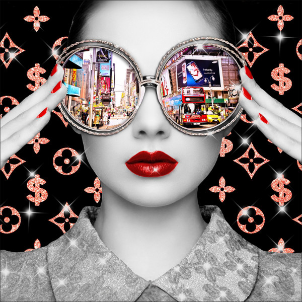 Glasbild BLING BLING NEW YORK in mehrfarbig aus Glas