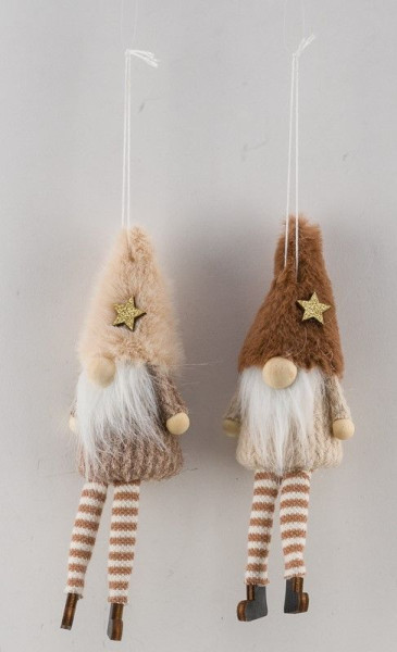 Christbaumschmuck Hänger Wichtel in beige-braun aus Stoff