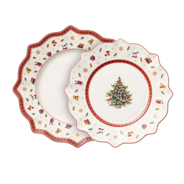 Teller-Set Toy\\\'s Delight in weiß/rot aus Bone China
