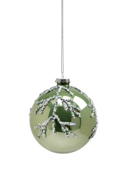 Weihnachtskugel PEARLS in Salbei aus Glas
