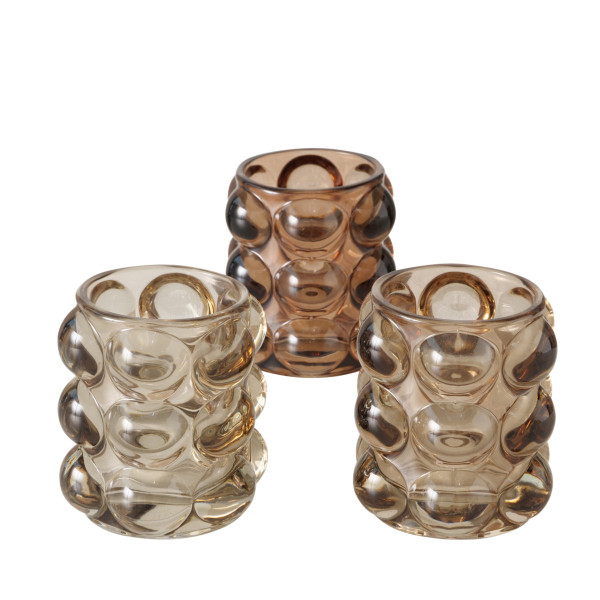 Windlicht BUBBLES in braun aus Glas