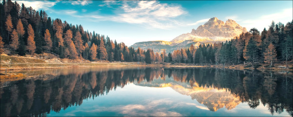 Glasbild BERGSEE III in mehrfarbig aus Glas