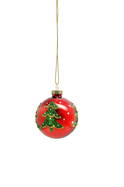 Weihnachtskugel GLITZER in rot aus Glas