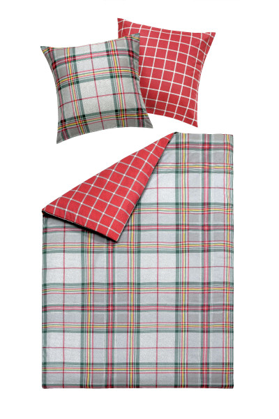 Bettwäsche FABIENNE Flanell in rot aus Baumwolle