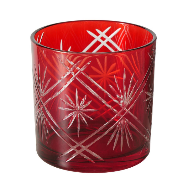 Teelichthalter CARVO in rot aus Glas