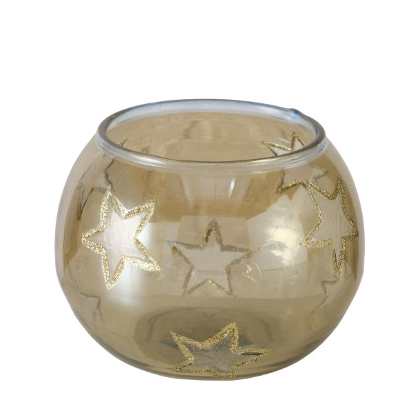 Windlicht GORGINA in beige aus Glas
