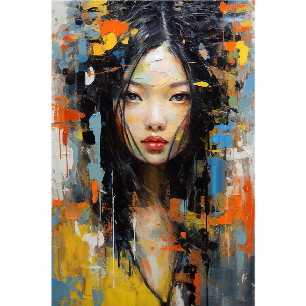 Leinwandbild ASIA GIRL in bunt aus Holz