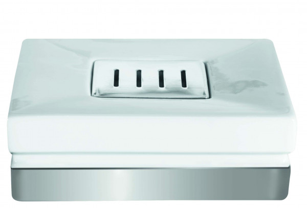 Seifenschale ROMA in weiß/silber aus Porzellan