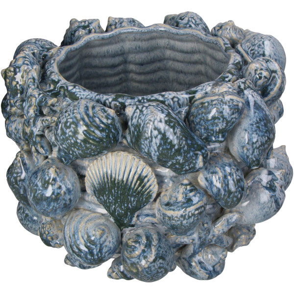 Übertopf SHELLS in blau aus Keramik