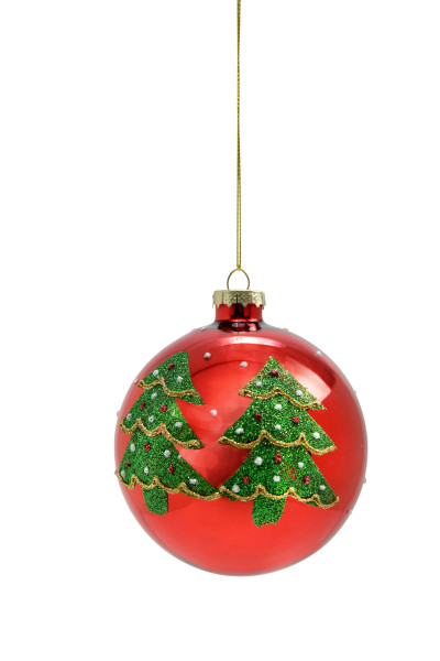 Weihnachtskugel GLITZER in rot aus Glas
