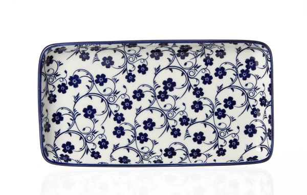 Platte SAKURA in blau aus Porzellan