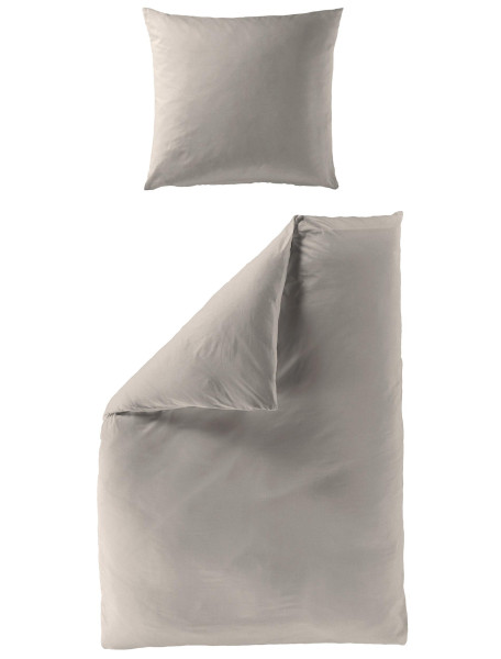 Bettwäsche Mako-Satin taupe aus Baumwolle