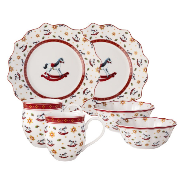 Frühstücks-Set Toy\\\'s Delight in weiß/rot aus Bone China