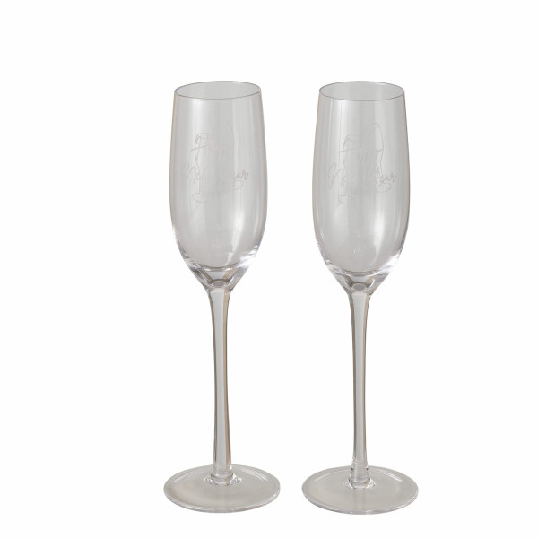Sektglas-Set SILVESTER in klar aus Glas