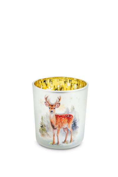 Teelichthalter Waldlandschaft in braun aus Glas