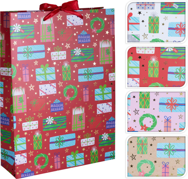 Geschenktasche GESCHENKE in mehrfarbig aus Papier