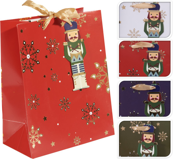 Geschenktasche SCHNEEFLOCKEN in mehrfarbig aus Papier