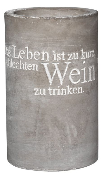 Flaschenkühler DAS LEBEN IST in grau aus Beton