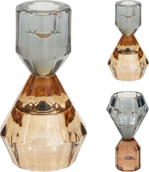 Kerzenhalter DINNER in braun/schwarz aus Glas