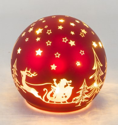 Weihnachtskugel LED WEIHNACHT in rot aus Glas