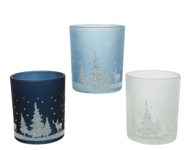 Teelichthalter in blau aus Glas
