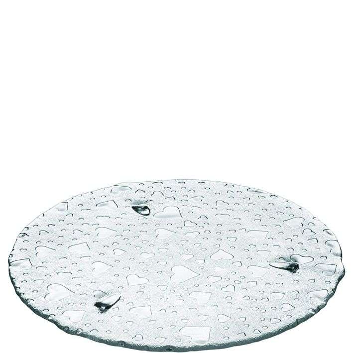 Piatto Portata Per Torte Leonardo Heart 34cm - Vetro Per Dolci, Buffet E Eventi