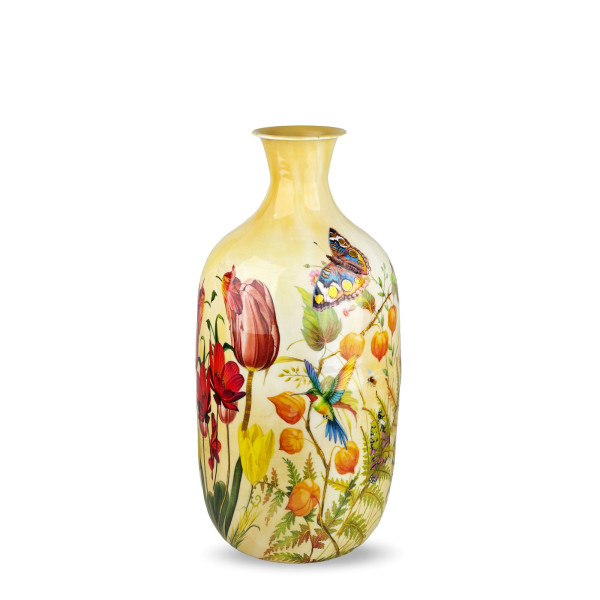 Vase BIRDS in gelb aus Metall