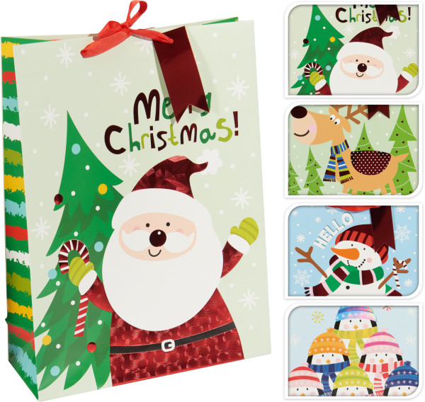 Geschenktasche XMAS FOR KIDS in mehrfarbig aus Papier