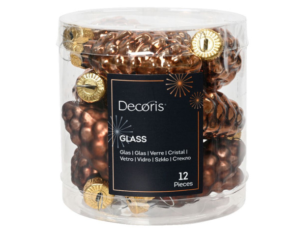 Weihnachtskugel-Box Zapfen ESPRESSOBRAUN in braun aus Glas