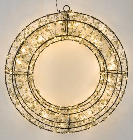 Drahtkranz LED in schwarz aus Metall