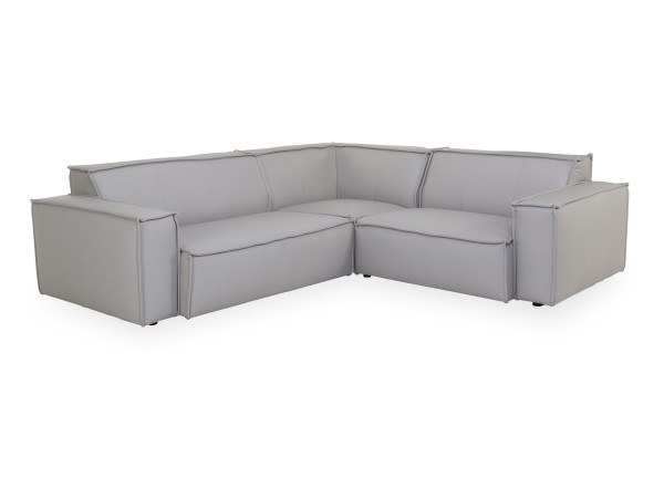 Polsterecke CROSWELL in Light Grey aus Leder