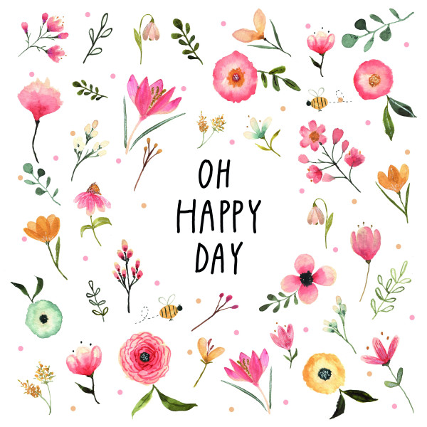 Servietten OH HAPPY DAY in mehrfarbig aus Papier