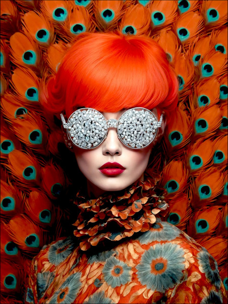 Glasbild BLING BLING LADY II in mehrfarbig aus Glas