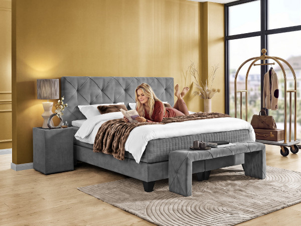 Boxspringbett Serta MAGNIFIQUE in CEMENT aus Stoff